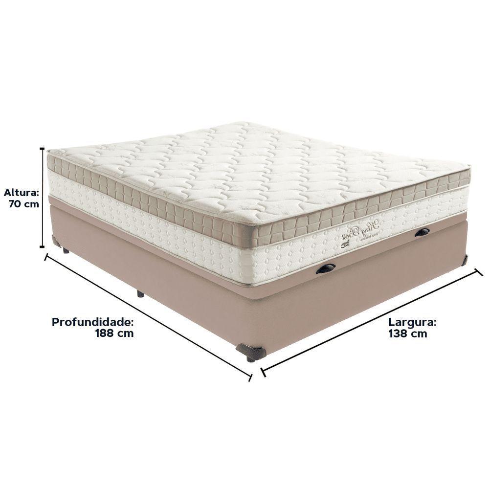 Cama Box Baú Bege E Colchão King Best Bege Molas Ensacadas Casal Anjos - 6