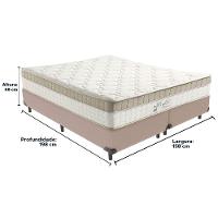 Cama Box Bege E Colchão King Best Molas Ensacadas Queen 158x198x33 Anjos - 6