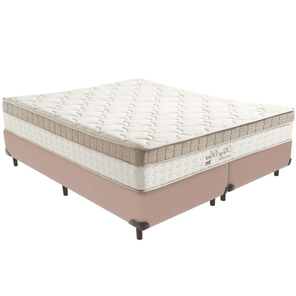 Cama Box Bege E Colchão King Best Molas Ensacadas King 193x203x33 Anjos - 1