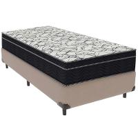 Cama Box Bege E Colchão Airtech 150 Espuma D45 Solteiro Ortobom - 1