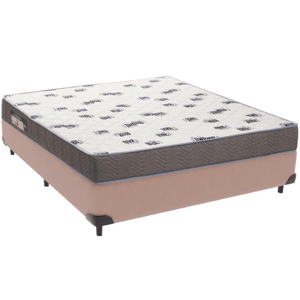 Cama Box Bege E Colchão Light Espuma D33 Casal Ortobom - 1