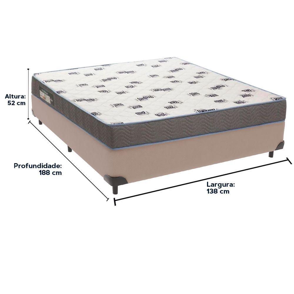 Cama Box Bege E Colchão Light Espuma D33 Casal Ortobom - 6
