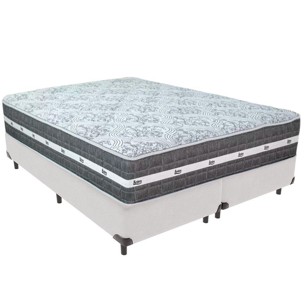 Cama Box Branco E Colchão Black Graphite Molas Ensacadas Queen 158x198x32 Anjos - 1