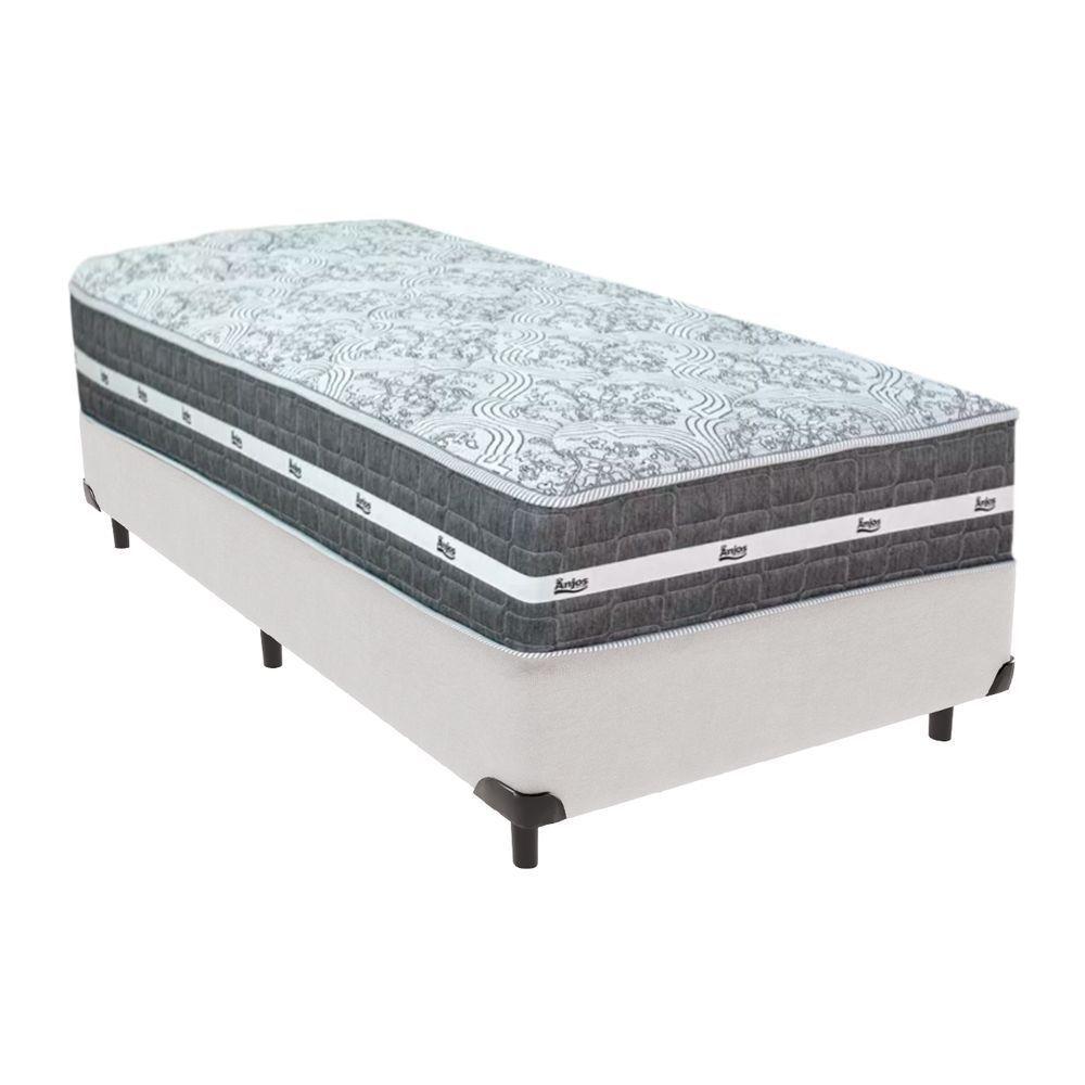 Cama Box Branco E Colchão Black Graphite Molas Ensacadas Solteiro 88x188x32 Anjos - 1