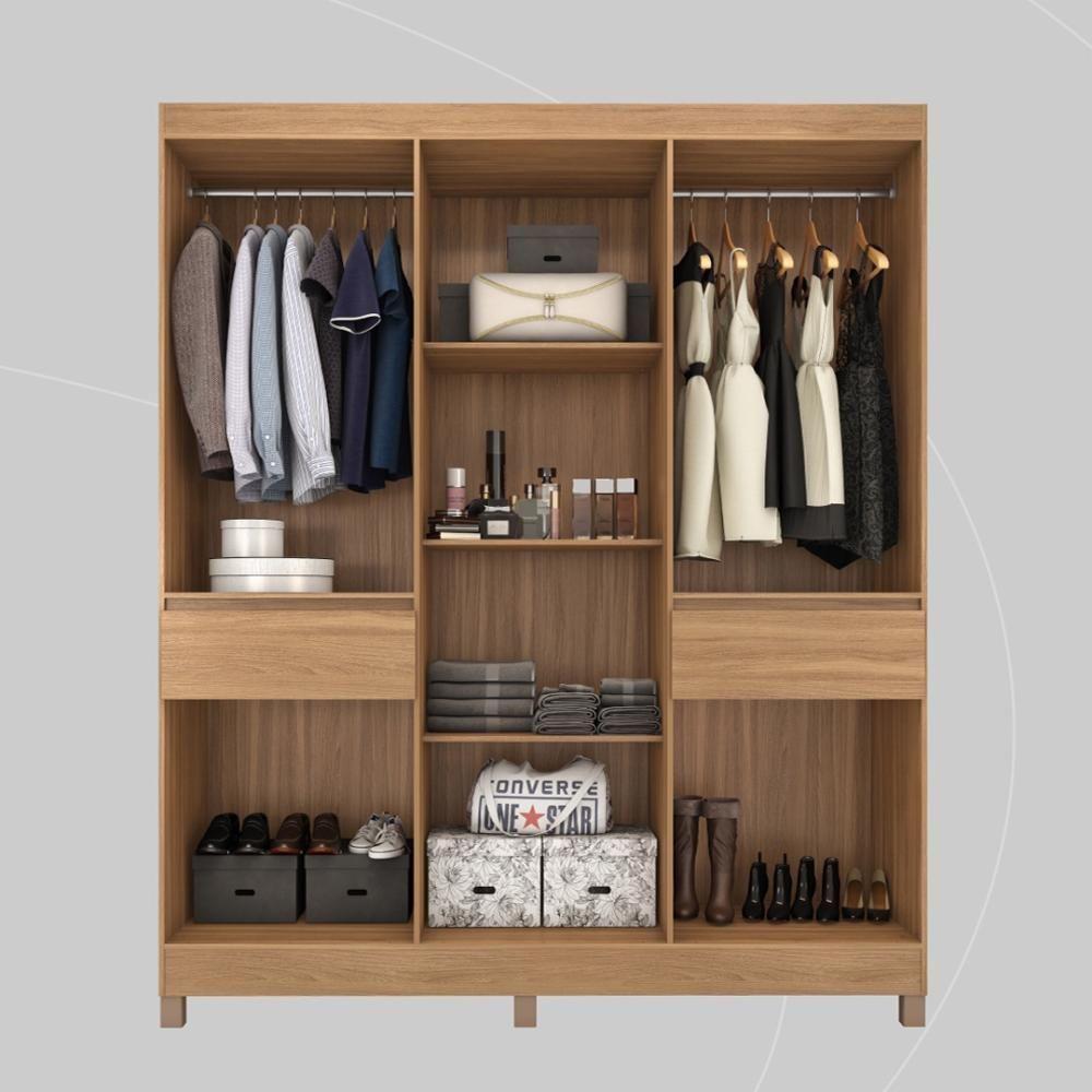 Guarda Roupa Casal 6 Portas E 2 Gavetas Mauá Amêndola Touch off White - 4