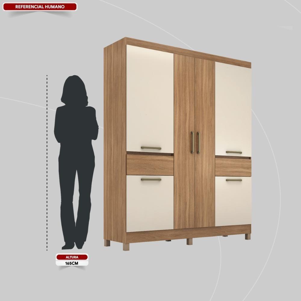 Guarda Roupa Casal 6 Portas E 2 Gavetas Mauá Amêndola Touch off White - 5