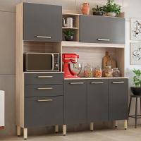Armário Cozinha Compacta 6 Portas 2 Gavetas 1 Espaço Forno Select Avena - Grafito Avena - Grafito - 1