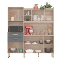 Armário Cozinha Compacta 6 Portas 2 Gavetas 1 Espaço Forno Select Avena - Grafito Avena - Grafito - 3