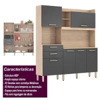 Armário Cozinha Compacta 6 Portas 2 Gavetas 1 Espaço Forno Select Avena - Grafito Avena - Grafito