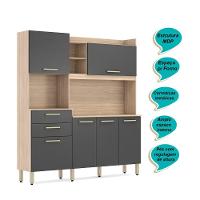 Armário Cozinha Compacta 6 Portas 2 Gavetas 1 Espaço Forno Select Avena - Grafito Avena - Grafito - 5