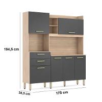 Armário Cozinha Compacta 6 Portas 2 Gavetas 1 Espaço Forno Select Avena - Grafito Avena - Grafito - 7