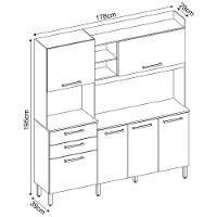 Armário Cozinha Compacta 6 Portas 2 Gavetas 1 Espaço Forno Select Avena - Grafito Avena - Grafito - 8