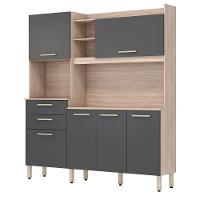 Armário Cozinha Compacta 6 Portas 2 Gavetas 1 Espaço Forno Select Avena - Grafito Avena - Grafito - 9