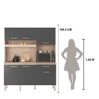 Armário Cozinha Compacta 6 Portas 1 Gaveta 1 Nicho Alamo Avena Grafito Avena - 2