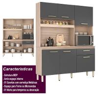 Armário Cozinha Compacta 6 Portas 1 Gaveta 1 Nicho Alamo Avena Grafito Avena
