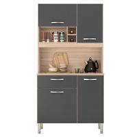 Armário Cozinha Compacta 4 Portas 1 Gaveta 3 Nichos Malta Avena Grafito Avena - 1