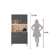 Armário Cozinha Compacta 4 Portas 1 Gaveta 3 Nichos Malta Avena Grafito Avena