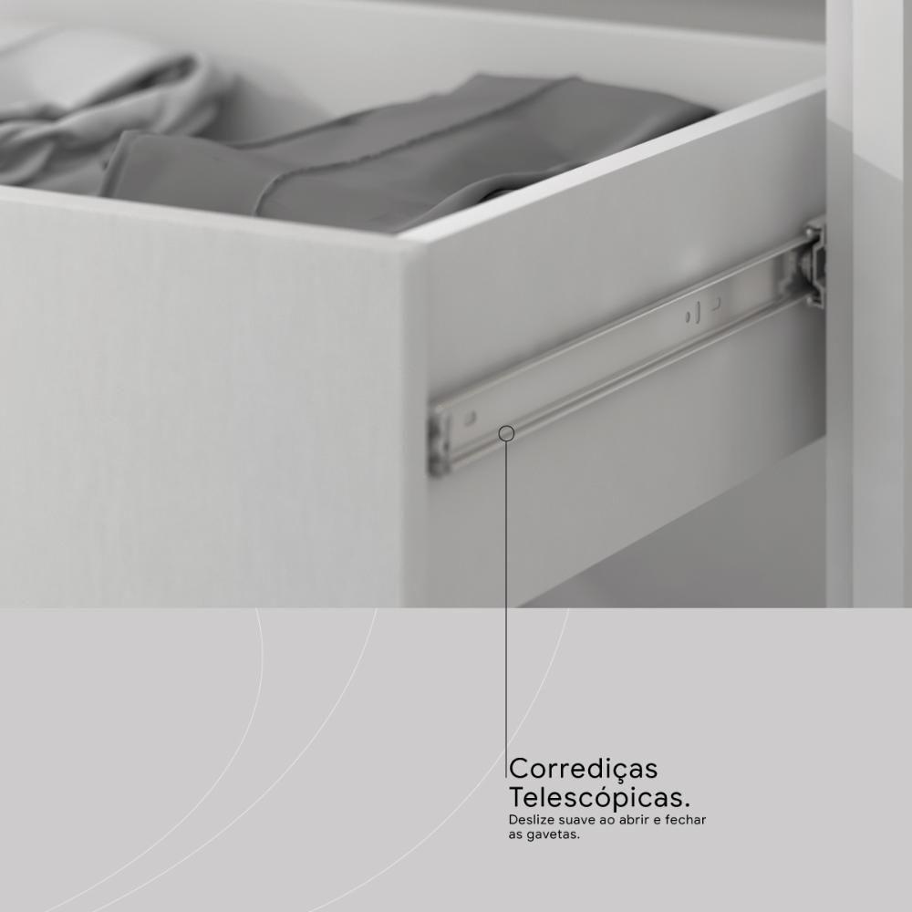 Camarim Penteadeira 3 Gavetas 2 Porta Com Led Carisma Branco - 5