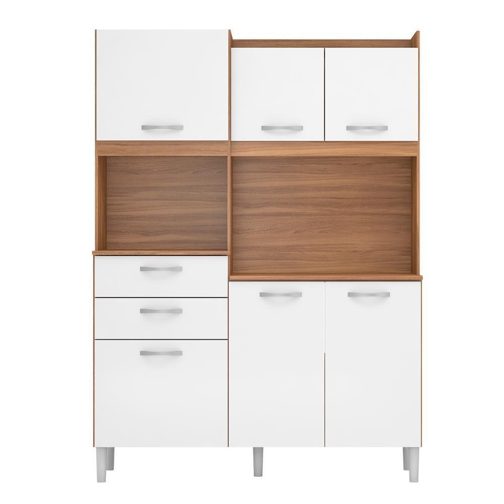 Armário Cozinha Compacta 6 Portas 2 Gavetas 1 Espaço Forno Harmonia Amendola Branco - 6