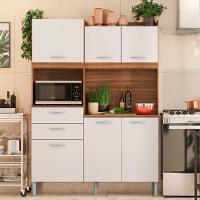 Armário Cozinha Compacta 6 Portas 2 Gavetas 1 Espaço Forno Harmonia Amendola Branco - 1