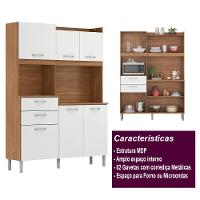 Armário Cozinha Compacta 6 Portas 2 Gavetas 1 Espaço Forno Harmonia Amendola Branco