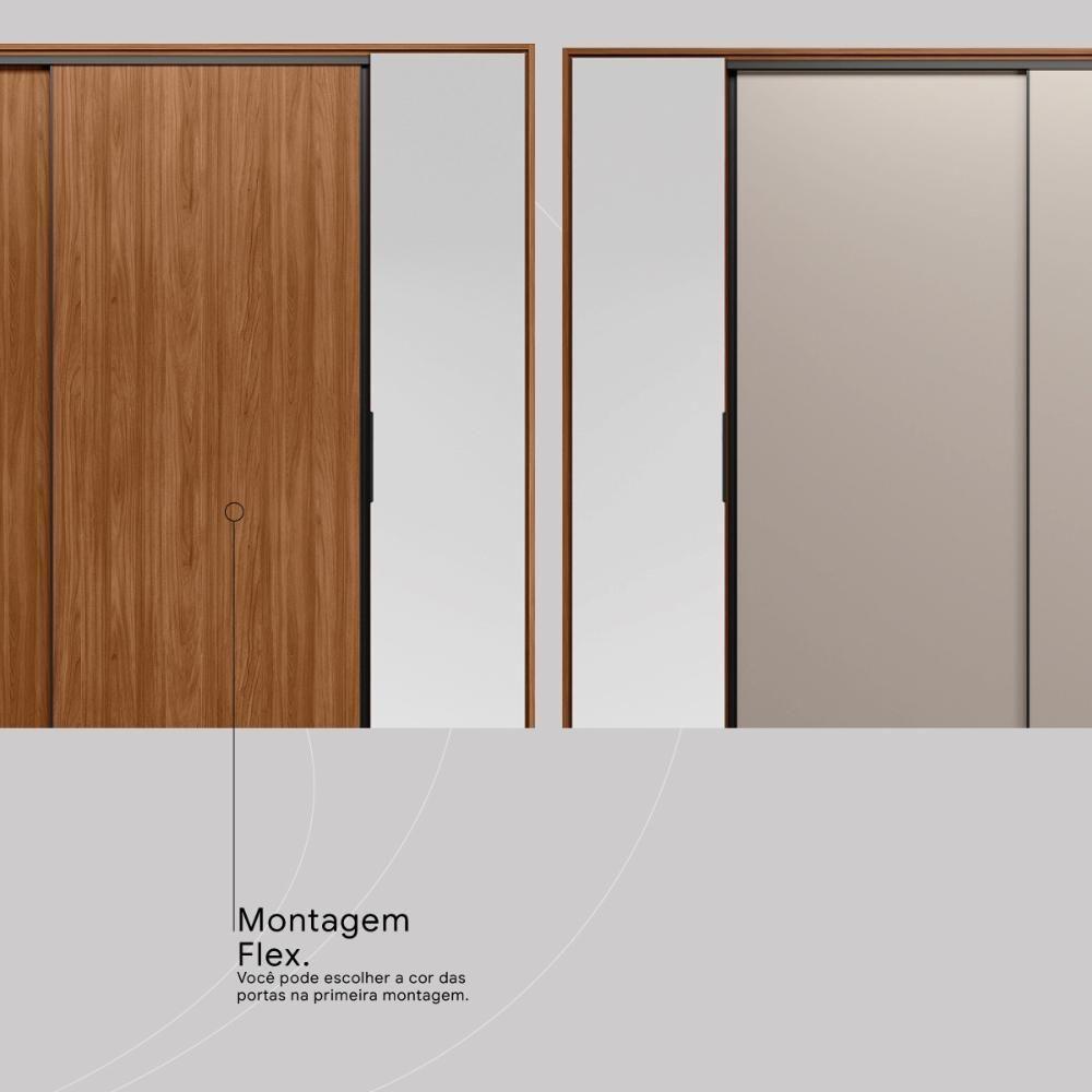 Guarda Roupa Casal 4 Portas Com Espelho E 4 Gavetas Laredo Nogueira nude Prime Tx - 5