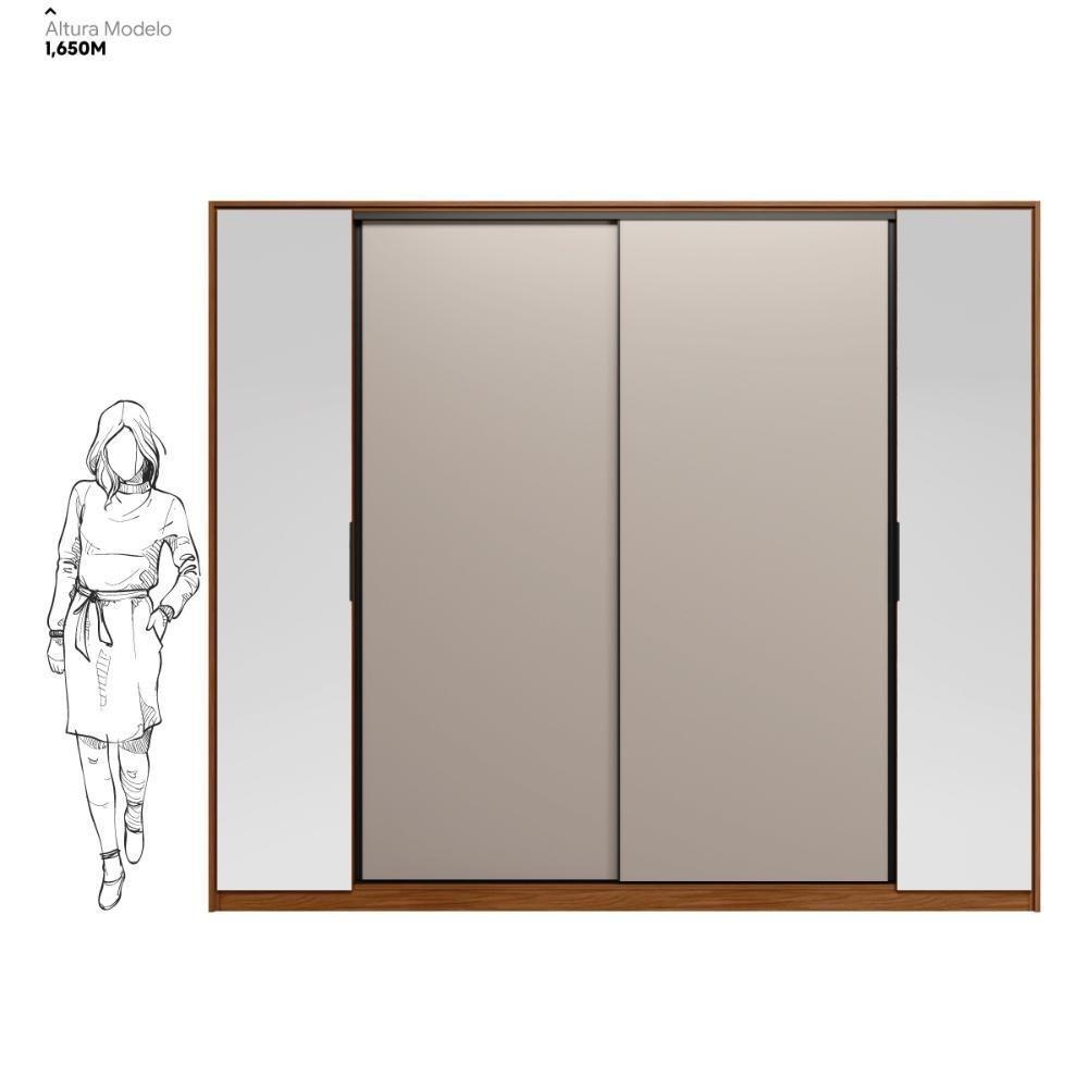 Guarda Roupa Casal 4 Portas Com Espelho E 4 Gavetas Laredo Nogueira nude Prime Tx - 6