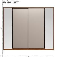 Guarda Roupa Casal 4 Portas Com Espelho E 4 Gavetas Laredo Nogueira nude Prime Tx - 3