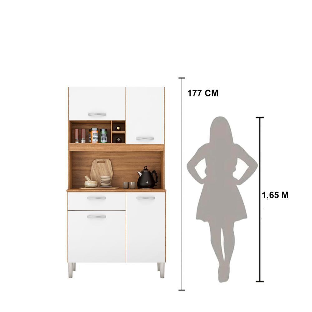 Armário Cozinha Compacta 4 Portas 1 Gaveta 3 Nichos Malta Amendola Branco - 8