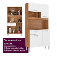 Armário Cozinha Compacta 4 Portas 1 Gaveta 3 Nichos Malta Amendola Branco