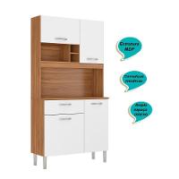 Armário Cozinha Compacta 4 Portas 1 Gaveta 3 Nichos Malta Amendola Branco - 6