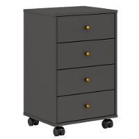 Mesa De Cabeceira 4 Gavetas Presence Amêndola-grafito - 1