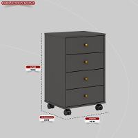 Mesa De Cabeceira 4 Gavetas Presence Amêndola-grafito - 3