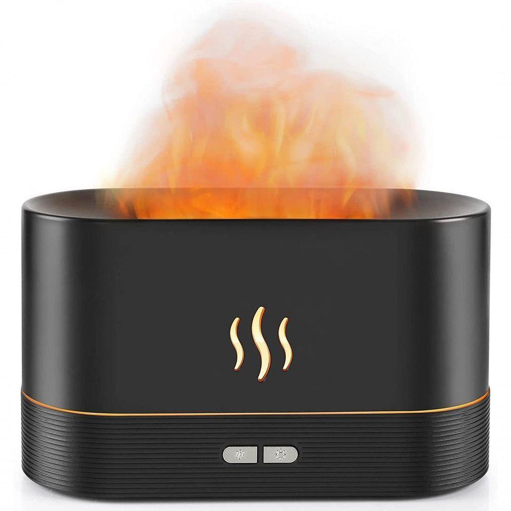 2 Em 1 Umidificador Difusor De Óleo Essencial Com Luz De Chama Noturna Preto - 1