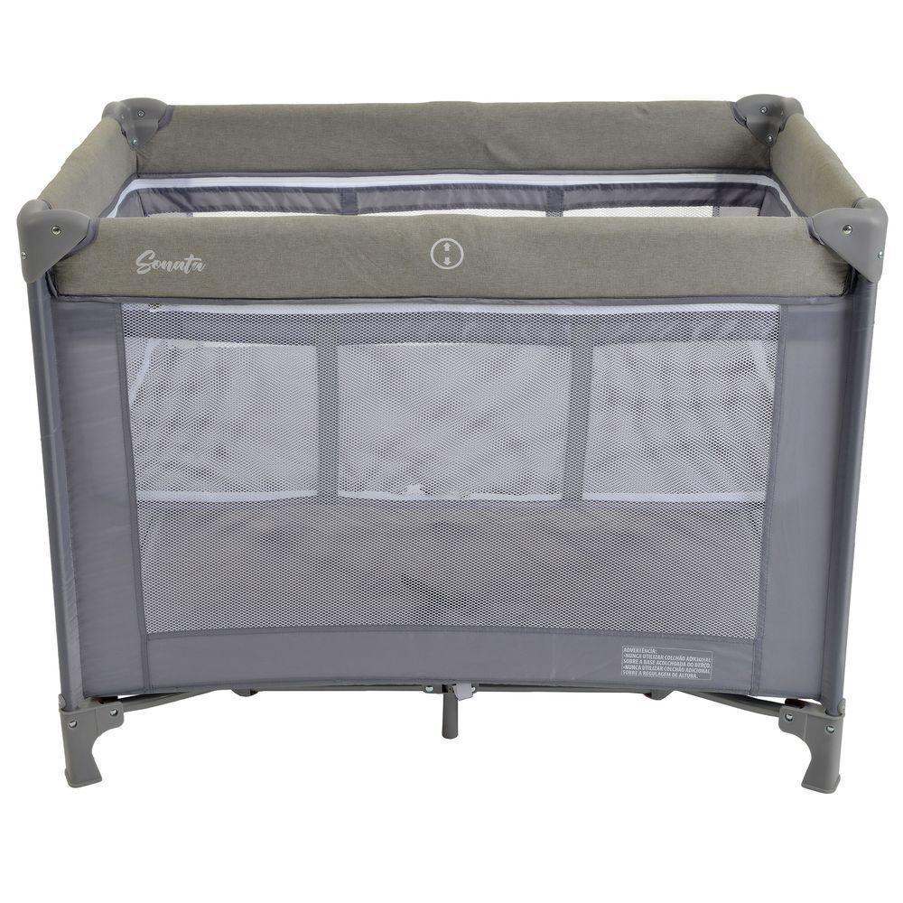 Berço Portátil Burigotto Sonata Desmontável Com Mosquiteiro Cinza Gray - 1