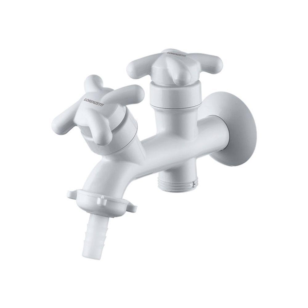 Torneira Plástica Para Tanque E Máquina De Lavar Lorenzetti Brio 1131 F34 De Parede Branca - 1