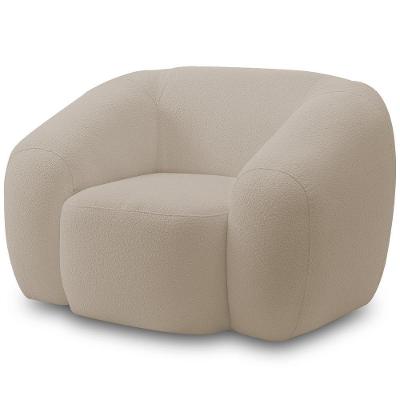 Poltrona Decorativa Orgânica Emery M05 Para Sala Living Bouclê Creme Lyam Decor