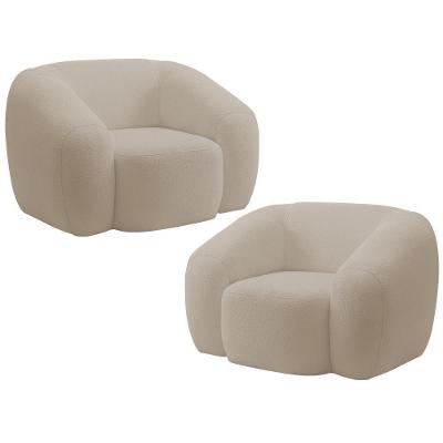 Kit 2 Poltronas Decorativas Orgânicas Emery M05 Bouclê Creme Lyam Decor