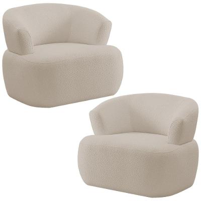 Kit 02 Poltronas Giratórias Orgânicas Florea M05 Bouclê Creme Lyam Decor