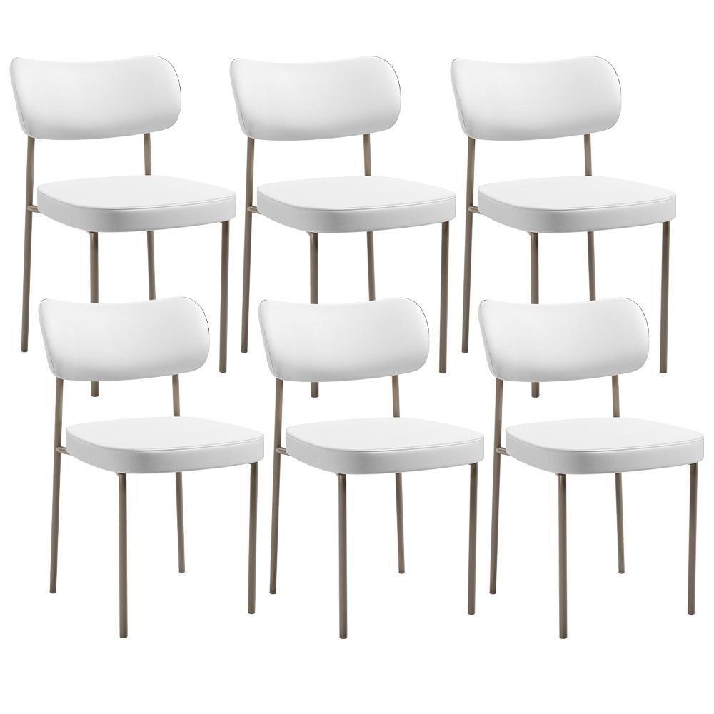 Kit 06 Cadeiras Decorativas Para Sala De Jantar Melina Base Arena L02 Facto Branco - Lyam Decor - 1