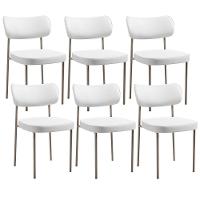 Kit 06 Cadeiras Decorativas Para Sala De Jantar Melina Base Arena L02 Facto Branco - Lyam Decor - 1