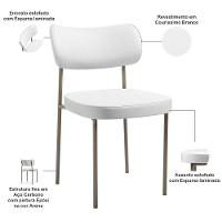Kit 06 Cadeiras Decorativas Para Sala De Jantar Melina Base Arena L02 Facto Branco - Lyam Decor