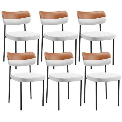 Kit 06 Cadeiras Decorativa Para Sala De Jantar Melina L02 Faixa Couríssimo Camel Facto Branco - Lyam Decor