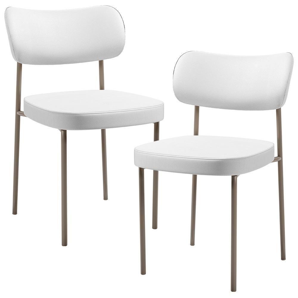 Kit 02 Cadeiras Decorativas Para Sala De Jantar Melina Base Arena L02 Facto Branco - Lyam Decor - 1