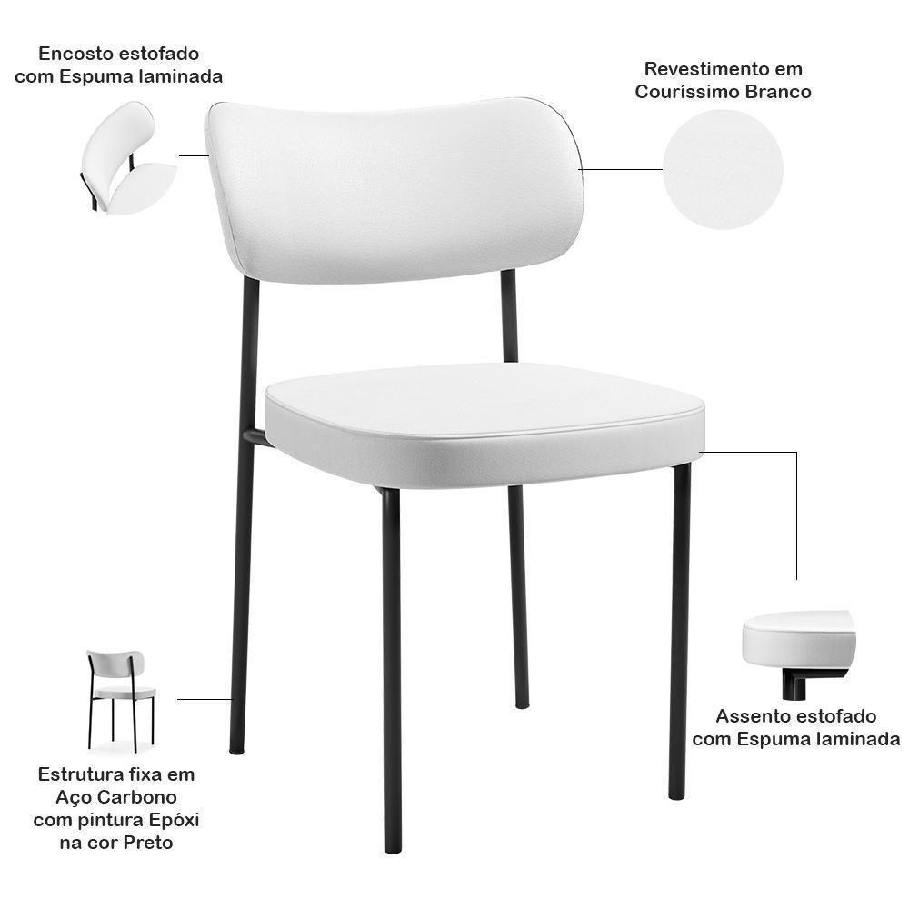 Kit 02 Cadeiras Decorativas Para Sala De Jantar Melina L02 Facto Branco - Lyam Decor - 4