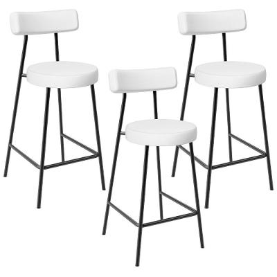 Kit 03 Banquetas Baixas Para Cozinha Sala De Jantar Bar Bancada Milão L02 Facto Branco - Lyam Decor