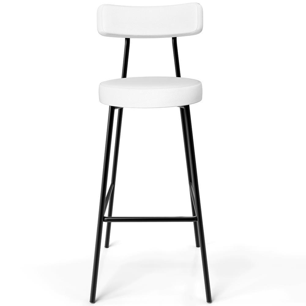 Kit 04 Banquetas Altas Bar Cozinha Sala De Jantar Estrutura Em Aço Milão L02 Facto Branco - Lyam Decor - 3