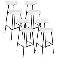 Kit 04 Banquetas Altas Bar Cozinha Sala De Jantar Estrutura Em Aço Milão L02 Facto Branco - Lyam Decor - 1