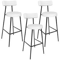 Kit 03 Banquetas Altas Bar Cozinha Sala De Jantar Estrutura Em Aço Milão L02 Facto Branco - Lyam Decor - 1