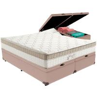 Cama Box Baú Bege E Colchão King Best Molas Ensacadas Queen 158x198x33 Anjos - 1